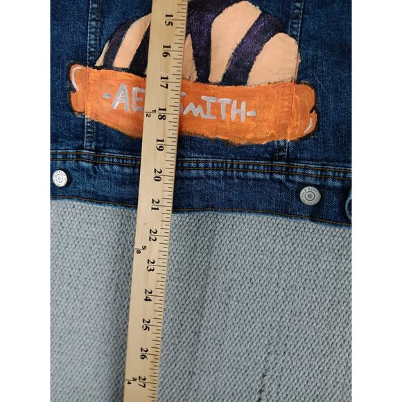 Old Navy Custom Jean Jacket Women's Medium Blue "Aerosmith" Hand Painted Cropped - Picture 11 of 13
